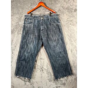 Southpole Jorts Jean Shorts Mens 42 40x27 Dark Faded Raw Hem Y2K  Skater Baggy